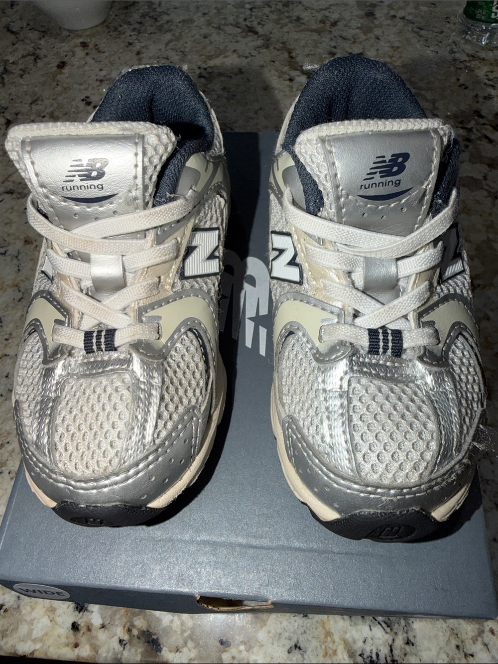 New Balance Kids 530 Bungee Silver Gray Mesh Running Sneakers